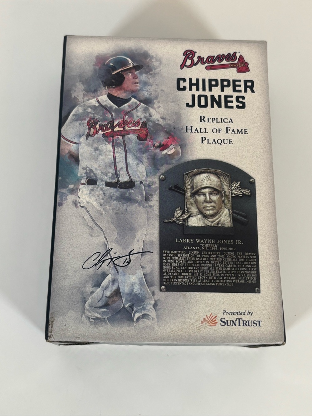 Chipper Jones Atlanta Braves Replica Hall of Fame Plaque SunTrust Box Stand